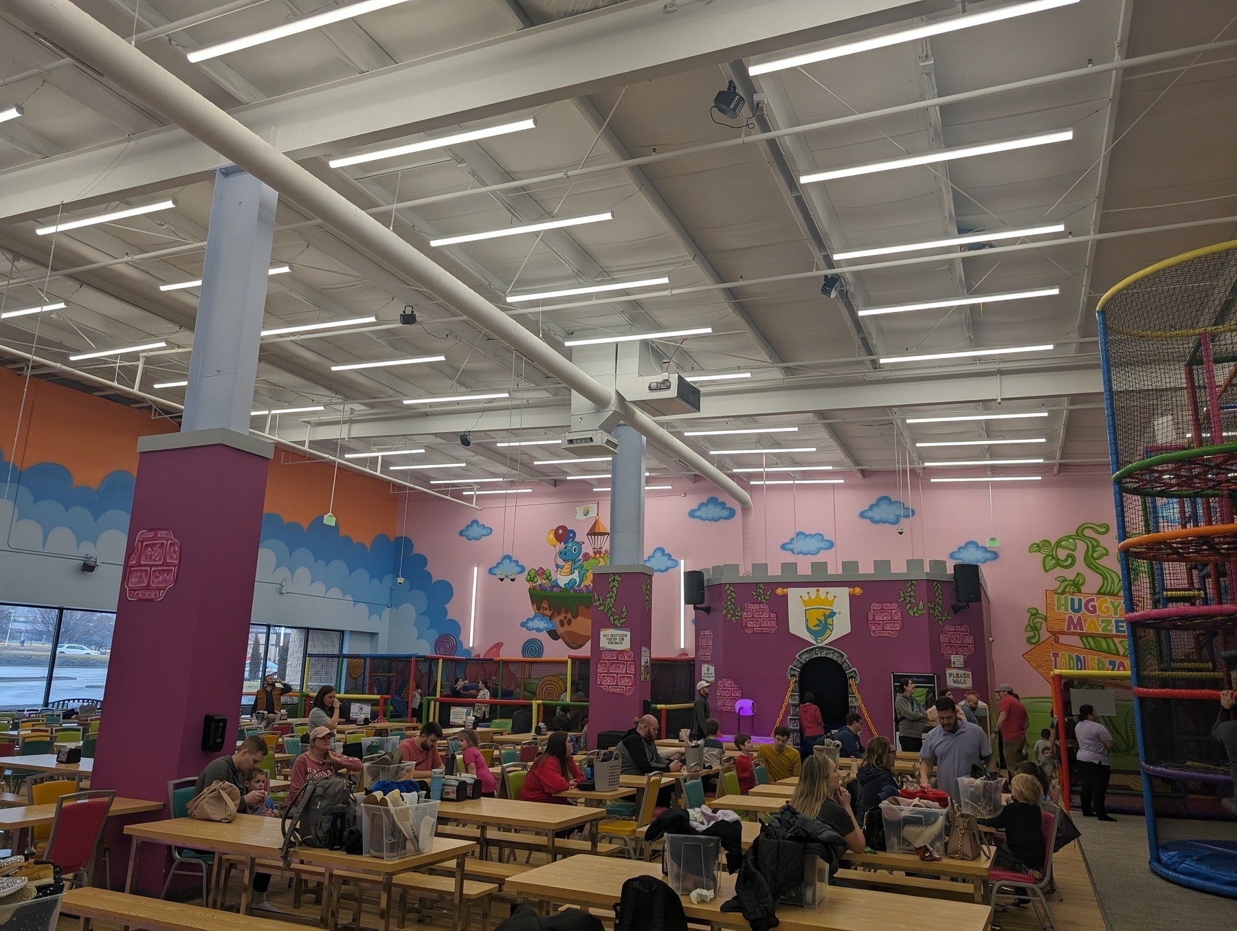 Dining/waiting area of "Kids Empire" in Olathe, Kansas. The interior jungle gym here is amazing.